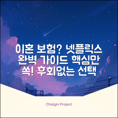 이혼 보험 넷플릭스처럼 완벽 가이드