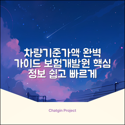 보험개발원 차량기준가액 완벽 가이드