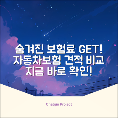 숨겨진 자동차보험 비교견적, 지금 확인!